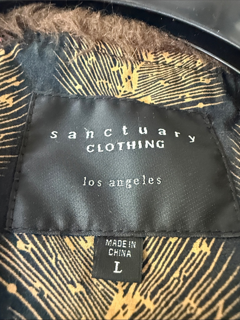 Sanctuary Brown Faux Fur Vest with Gold Patterned Lining - Picture 2 of 5